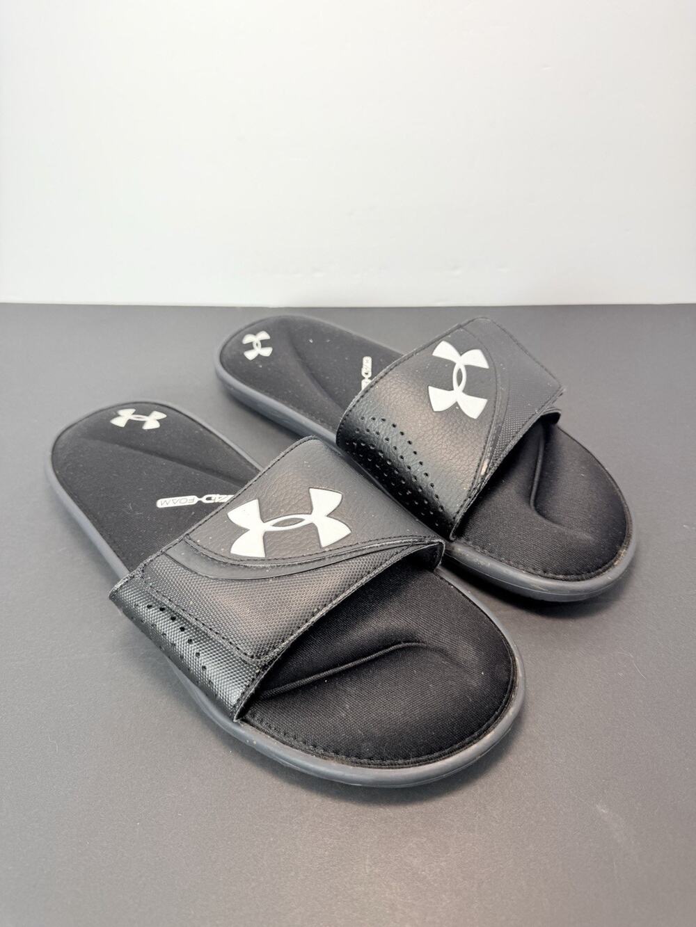Under Armour Ignite VI Slide Sandals Men's Black Adjustable Comfort Foam US 8